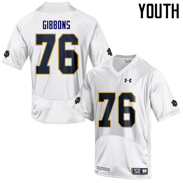 Youth #76 Dillan Gibbons Notre Dame Fighting Irish College Football Jerseys Sale-White